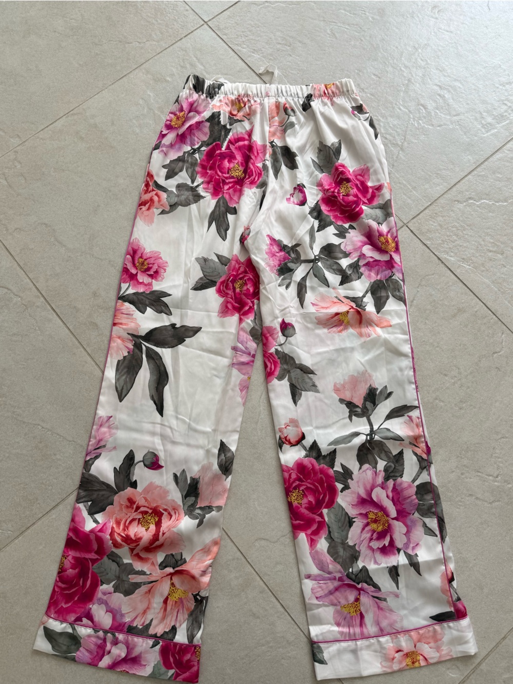 Victoria's Secret Pink and Gray Floral Silk Slip Pants - Picture 3 of 3